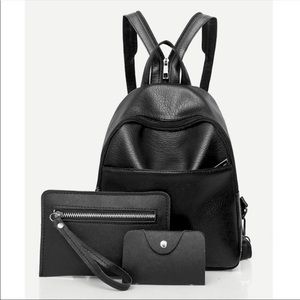 Vegan Leather Backpack Set